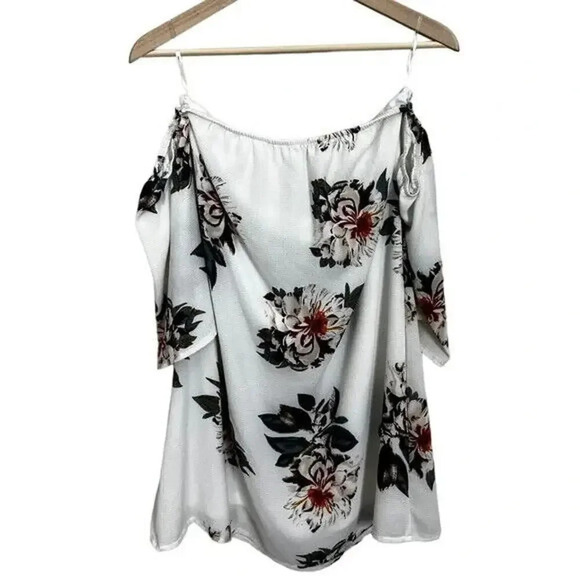 Parisian Off Shoulder Floral Dress White Size 8 Woman's Casual Beach Sundress - Picture 2 of 8